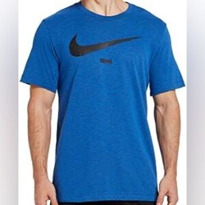 Nike Men's Dri-Fit Black Logo Blue Tee